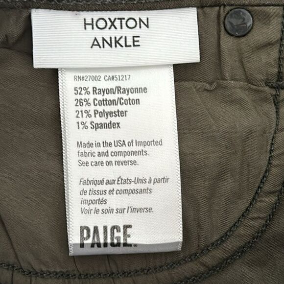 Paige Denim Hoxton Ankle Skinny Leg Jean Forest Green Chive Luxe Coating Size 26 - Picture 6 of 11
